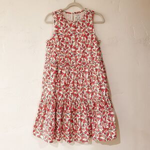 J Crew Cotton Tiered A Line Dress in Watermelon White Pink Size 4